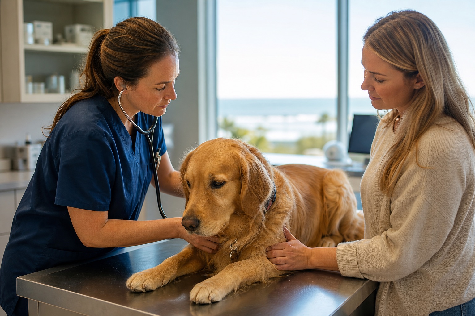 A San Diego veterinarian business at work